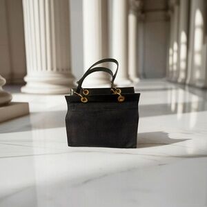 Celine Mini Black Tote Handbag with Gold Hardware
